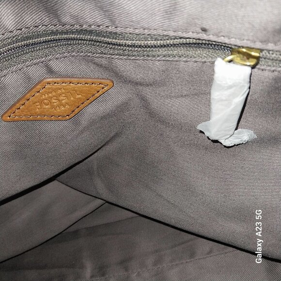 Fossil Womens Multicolor Canvas & Leather Tote Bag With Adjustable Strap & Inter - Picture 6 of 10